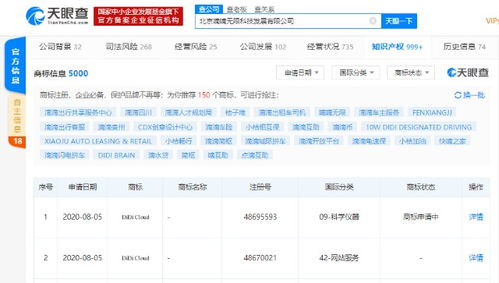 嘀嘀無限科技拓展品牌布局 申請注冊“didi cloud”商標，強化信息技術服務矩陣